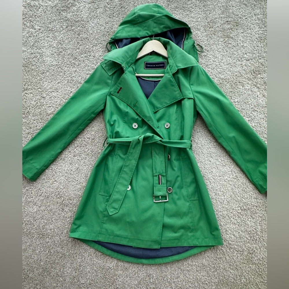 Tommy Hilfiger Green Trench Coat Classic Design